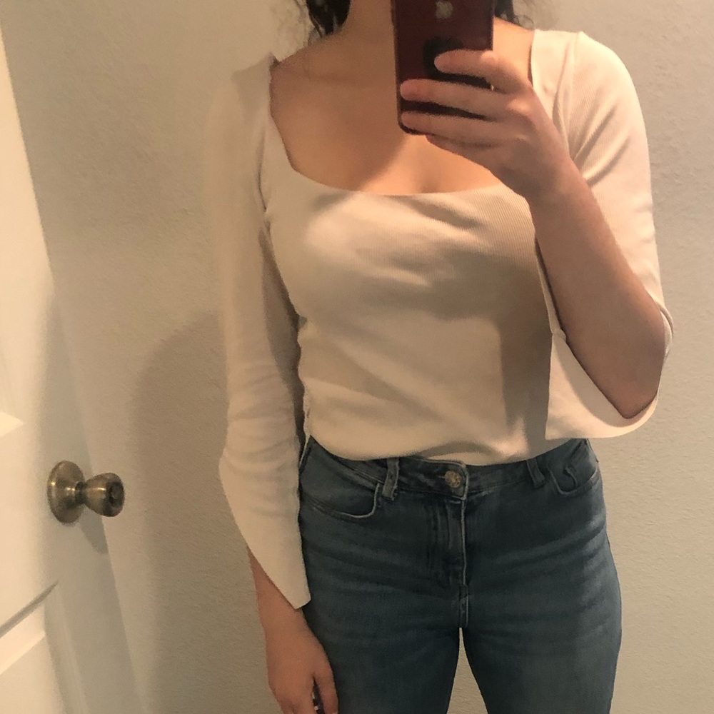 Top shop white slotted shirt on the side boho